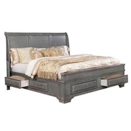 Benjara 54 x 65 x 90 in. Wooden Queen Size Bed with Spacious Storage Drawers, Gray BM207575